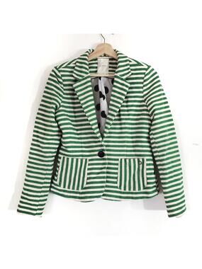 Numph | Striped Single Button Blazer with Polka-dot Lining